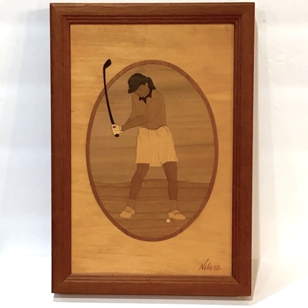 “Ms Golf” wood marquetry art EUC